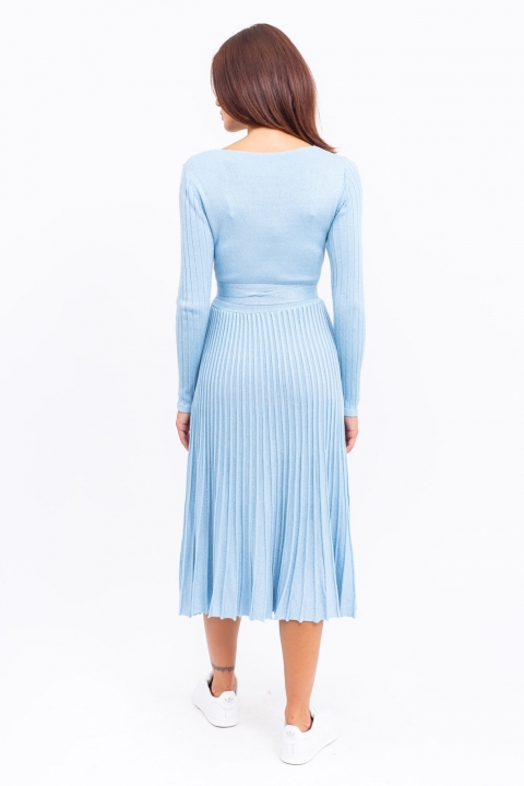 Фото 12 модели 971 Платье на запах с поясом люрекс LUREX - голубое