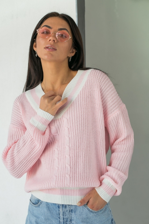 Фото 7 модели 718 Вязаный пуловер с контрастной отделкой LUREX