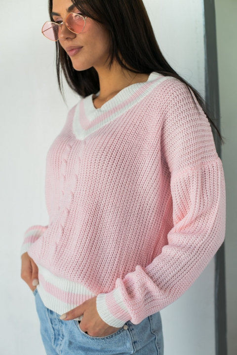 В'язаний пуловер з контрастним оздобленням - 718 - купити в Україні | Інтернет магазин LUREX