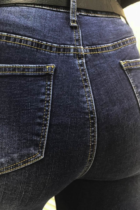 Фото 4 модели jb547 Утепленные джинсы скинни с высокой посадкой ADORO - сині