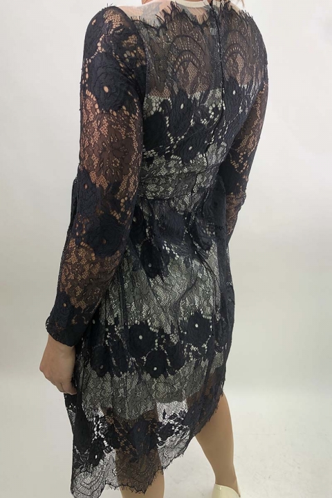 Гіпюрова контрастна сукня із завищеною талією - 8256 - купити в Україні | Інтернет магазин LUREX