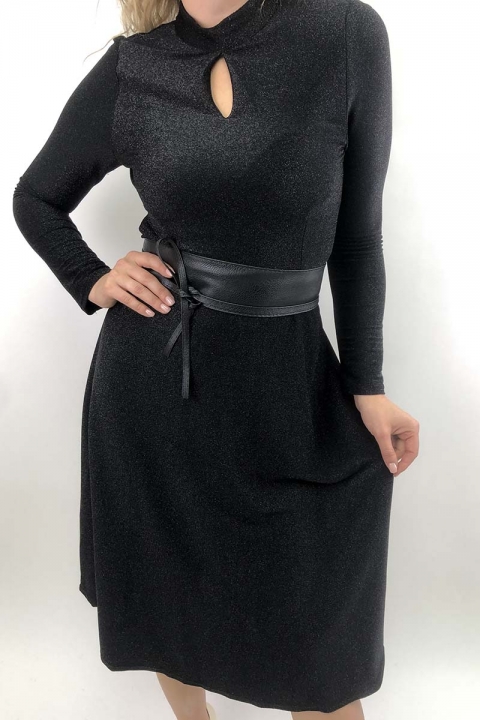 Платье-капелька люрекс с поясом - 8850-1 - купить в Украине | Интернет магазин LUREX