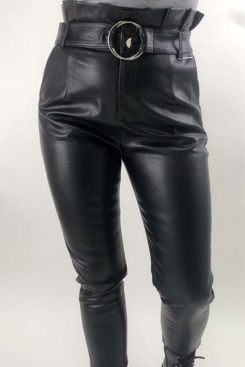 Кожаные брюки с ремнем и кольцами - 6683 - купить в Украине | Интернет магазин LUREX