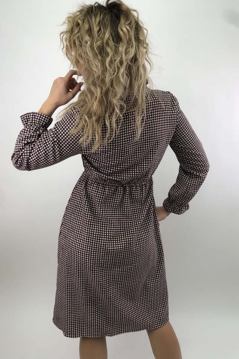 Вельветовое платье в мелкую клетку - 610-2 - купить в Украине | Интернет магазин LUREX