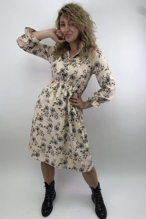 Вельветовое платье с цветочным принтом - 610-3 - купить в Украине | Интернет магазин LUREX