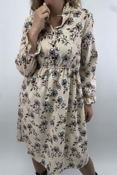Вельветовое платье с цветочным принтом - 610-3 - купить в Украине | Интернет магазин LUREX