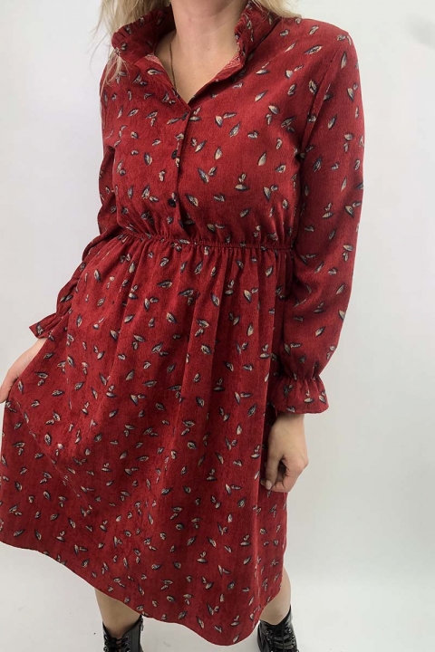 Вельветовое платье-рубашка с мелким рисунком - 610-6 - купить в Украине | Интернет магазин LUREX
