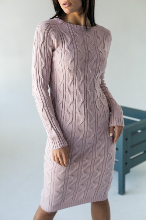 Вязанное платье длины миди с красивой объемной вязкой - 38400 - купить в Украине | Интернет магазин LUREX