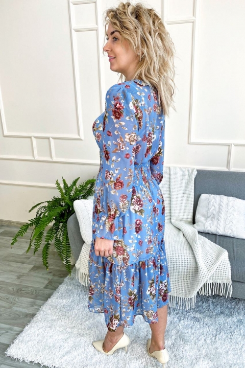 Ошатне шифонове плаття довжини міді з квітковим принтом - 8129 - купити в Україні | Інтернет магазин LUREX