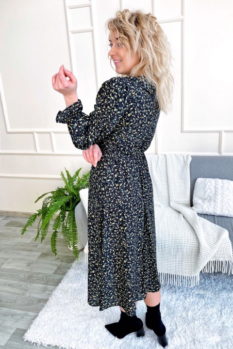 Витончена сукня міді з рюшами в квітковий принт - 8280 - купити в Україні | Інтернет магазин LUREX
