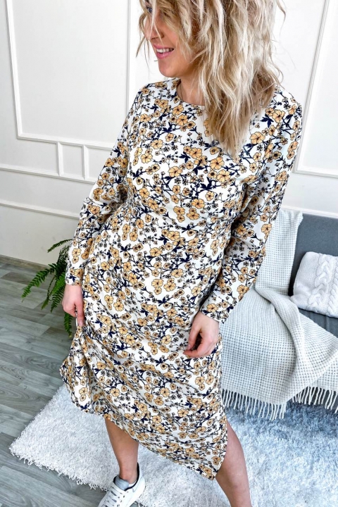 Нарядное платье с цветочным принтом длины миди - 8266 - купить в Украине | Интернет магазин LUREX