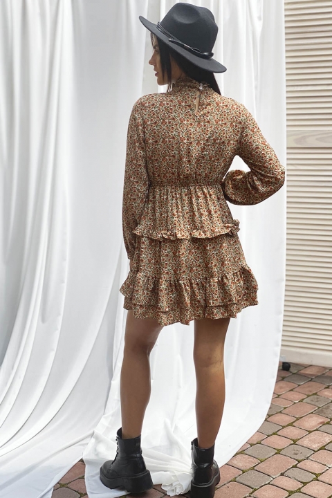 Романтична міні сукня з рюшами в дрібну квіточку - 1108-1 - купити в Україні | Інтернет магазин LUREX