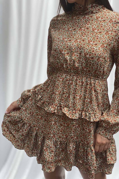 Романтическое мини платье с рюшами в мелкий цветочек - 1108-1 - купить в Украине | Интернет магазин LUREX