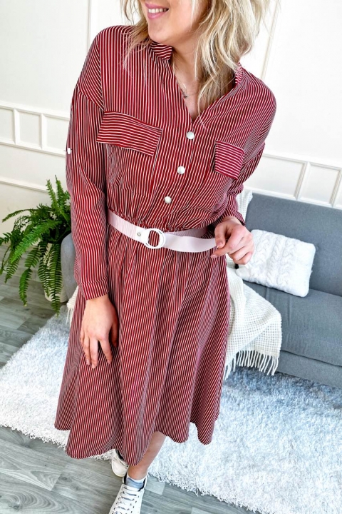 Стильне плаття сорочка міді в смужку з поясом & # 45; 906-2 - купити в Україні | Інтернет магазин LUREX