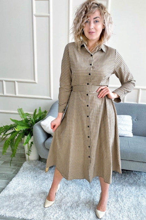 Платье рубашка длины миди принт клетка - 987 - купить в Украине | Интернет магазин LUREX