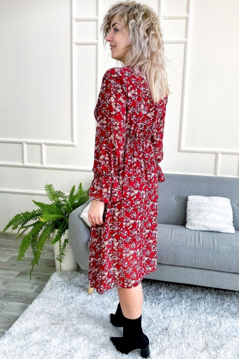 Елегантна шифонова сукня міді з квітковим принтом - 715 - купити в Україні | Інтернет магазин LUREX
