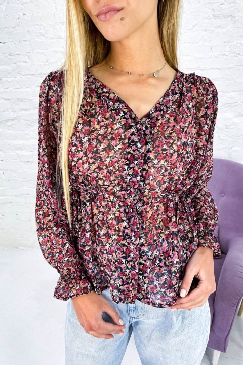 Воздушная блуза на пуговицах с завязками на талии - 9820 - купить в Украине | Интернет магазин LUREX