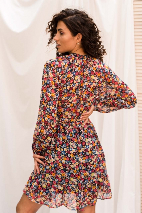 Шифонова міні-сукня з коміром-стійкою гумкою та пояском - 2020 & # 45; купити в Україні | Інтернет магазин LUREX