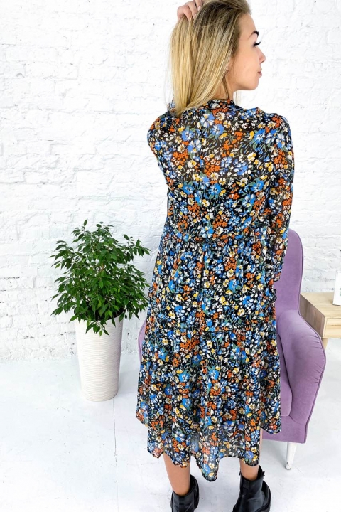 Крепдешиновое платье-двойка со стойкой и рюшами - 2019 - купить в Украине | Интернет магазин LUREX