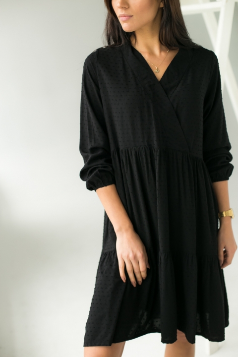 Широкое платье на запах из рельефной ткани - 10036 - купить в Украине | Интернет магазин LUREX