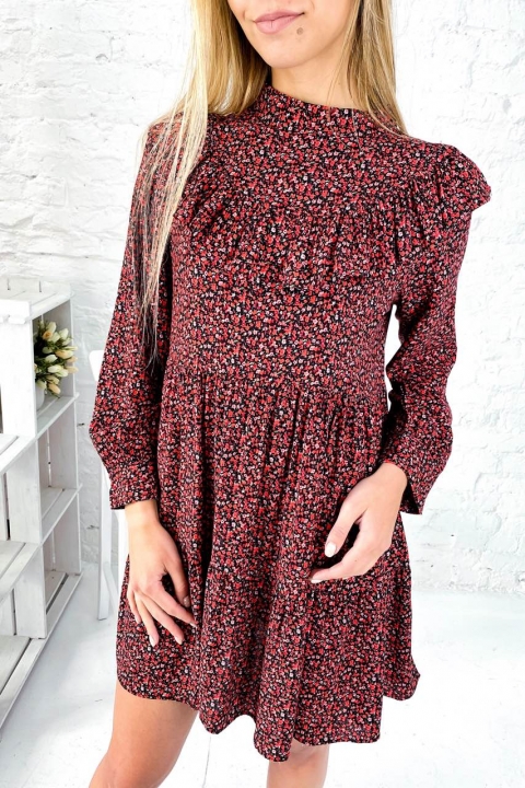 Платье с рюшами в мелкий цветочный принт - 9830 - купить в Украине | Интернет магазин LUREX