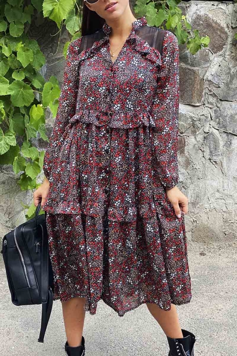 Повітряна сукня на гудзиках з оригінальними рюшами - 2612 - купити в Україні | Інтернет магазин LUREX