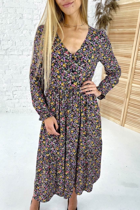 Интересное длинное платье с V-вырезом - 2001 - купить в Украине | Интернет магазин LUREX