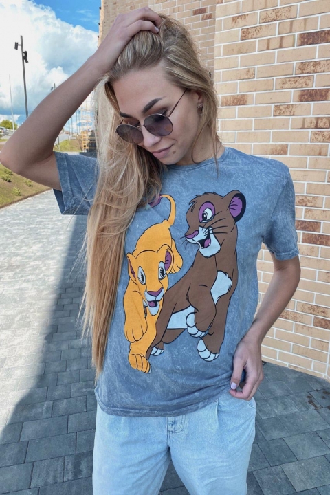 Удобная футболка с ярким принтом Симба и Нала - 1513-1 - купить в Украине | Интернет магазин LUREX