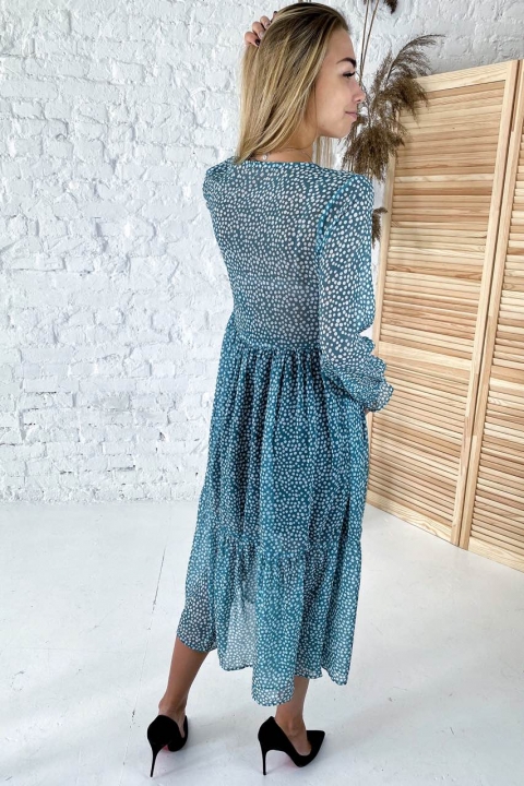 Шифонова сукня міді принт дрібний горох - 2001-2 - купити в Україні | Інтернет магазин LUREX