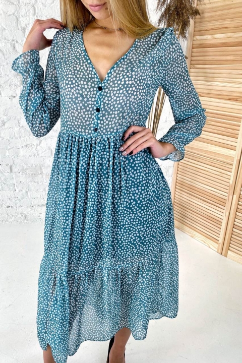 Шифонова сукня міді принт дрібний горох - 2001-2 - купити в Україні | Інтернет магазин LUREX