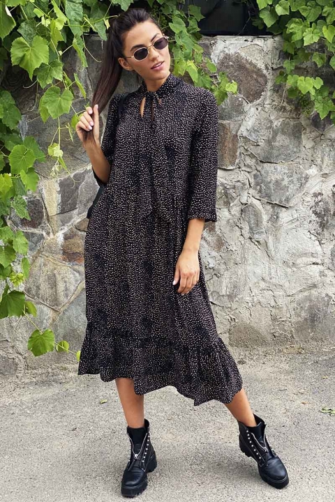 Шикарное платье миди с воротником бантом - 9910 - купить в Украине | Интернет магазин LUREX