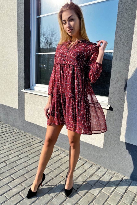 Яскрава шифонова сукня з гарними гудзиками - 001-2 - купити в Україні | Інтернет магазин LUREX
