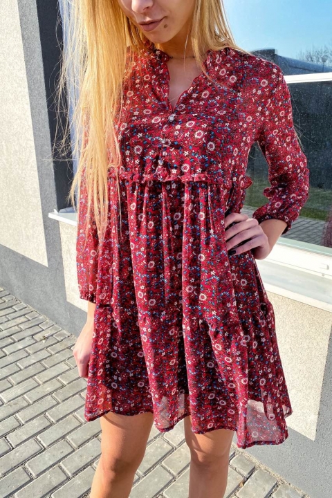 Яркое шифоновое платье с красивыми пуговицами - 001-2 - купить в Украине | Интернет магазин LUREX