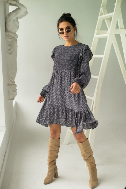 Симпатична сукня А-силуету в орнамент - 9863-2 - купити в Україні | Інтернет магазин LUREX