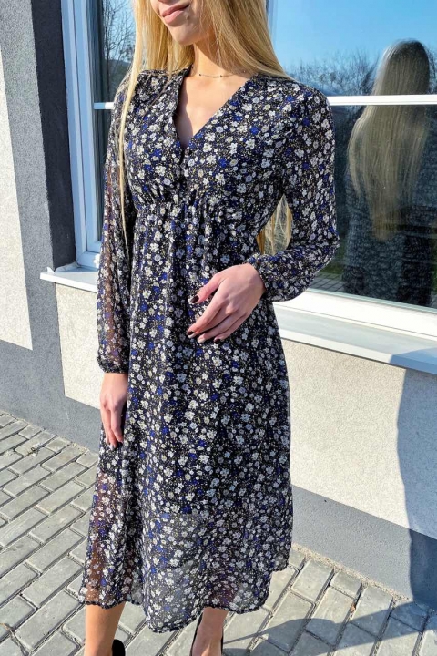 Роскошное платье миди с оригинальным цветочным рисунком - 4109 - купить в Украине | Интернет магазин LUREX