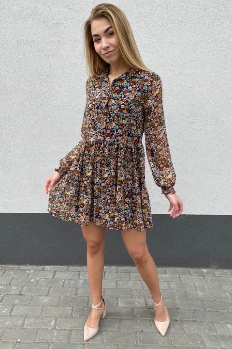 Стильна сукня з шифону в принт квіти - 30356 - купити в Україні | Інтернет магазин LUREX