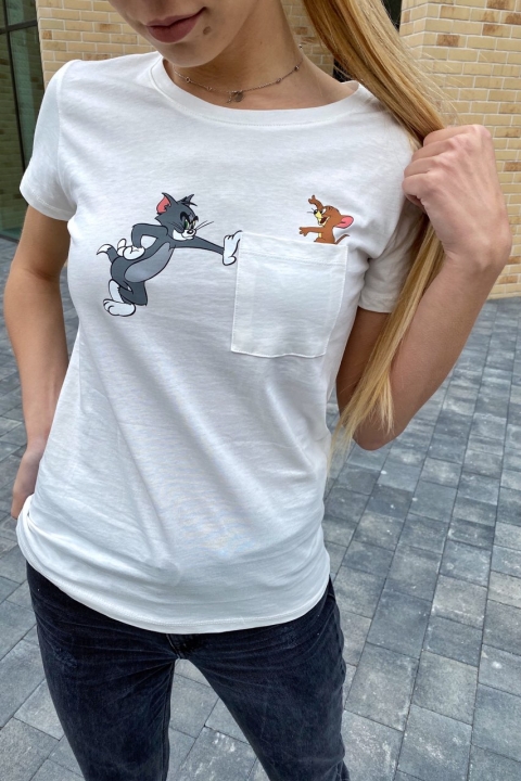 Модная футболка с мультяшным принтом Том и Джери - 4383 - купить в Украине | Интернет магазин LUREX