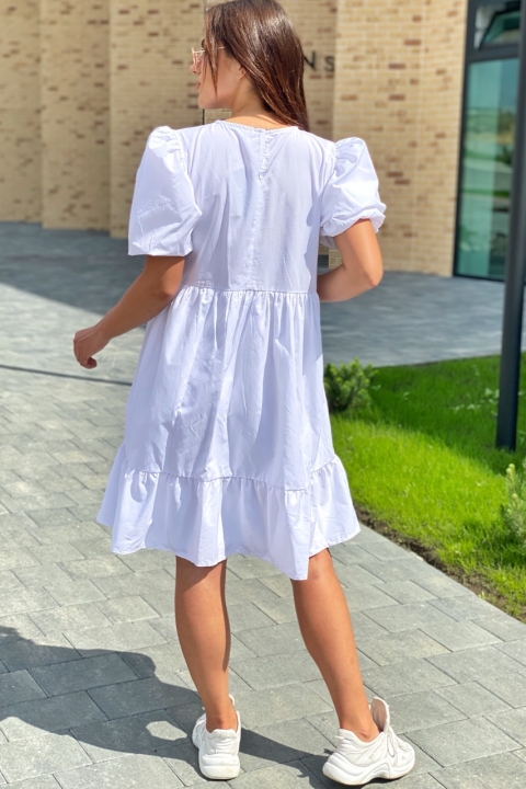 Модное летнее платье с объемными рукавами-фонариками - 1087-1 - купить в Украине | Интернет магазин LUREX