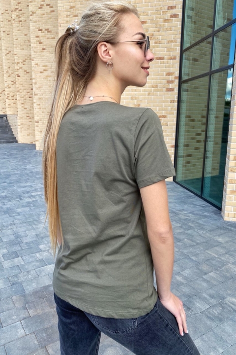 Красива жіноча футболка з принтом і вишивкою камінням - 4066 - купити в Україні | Інтернет магазин LUREX