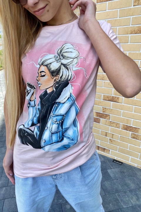Довга жіноча футболка з модним принтом - 3901 - купити в Україні | Інтернет магазин LUREX