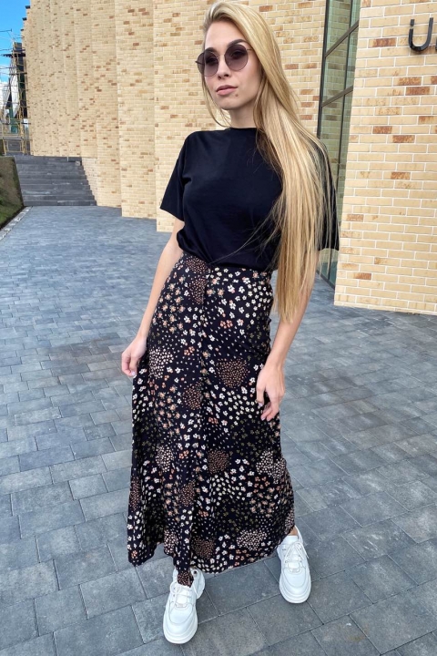 Длинная юбка на пуговицах с цветочным рисунком - 9858 - купить в Украине | Интернет магазин LUREX