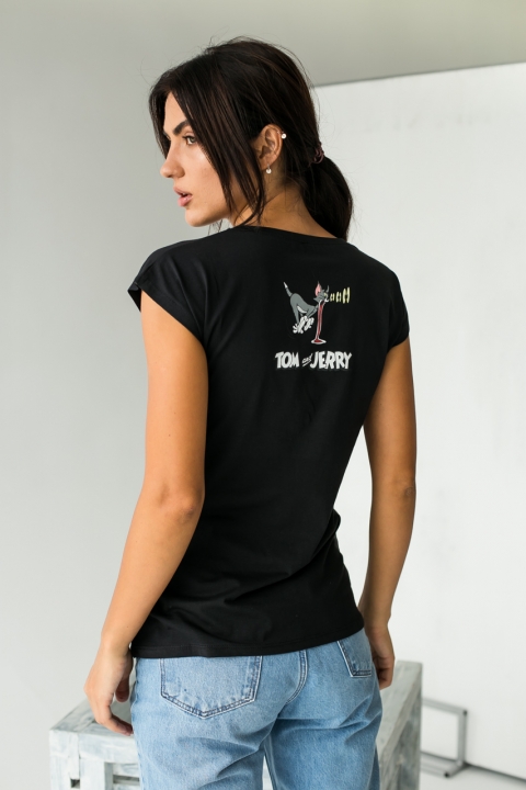 Женская коттоновая футболка с рисунком в стиле Pop-Art - 4367 - купить в Украине | Интернет магазин LUREX