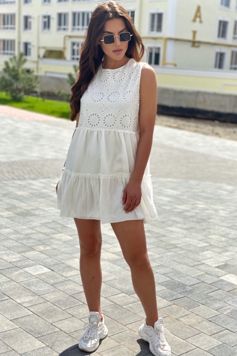 Літня жіноча сукня з вишивкою ришельє - 2376 - купити в Україні | Інтернет магазин LUREX