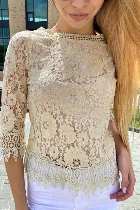 Кружевная блузка с оригинальным воротником - 9315-1 - купить в Украине | Интернет магазин LUREX