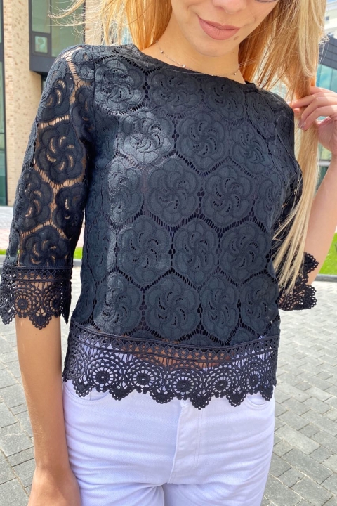 Стильна блузка з набивного мережива - 9315-2 - купити в Україні | Інтернет магазин LUREX