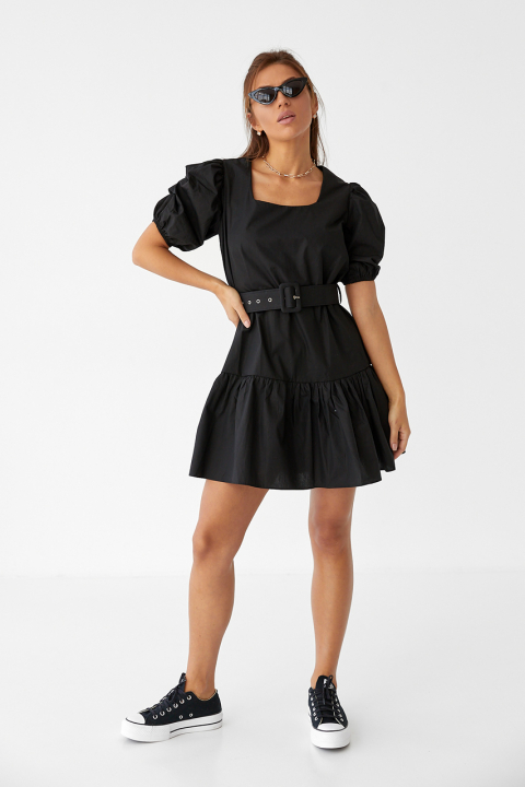 Трендовое женское платье с рукавами-фонариками и поясом - 10246 - купить в Украине | Интернет магазин LUREX
