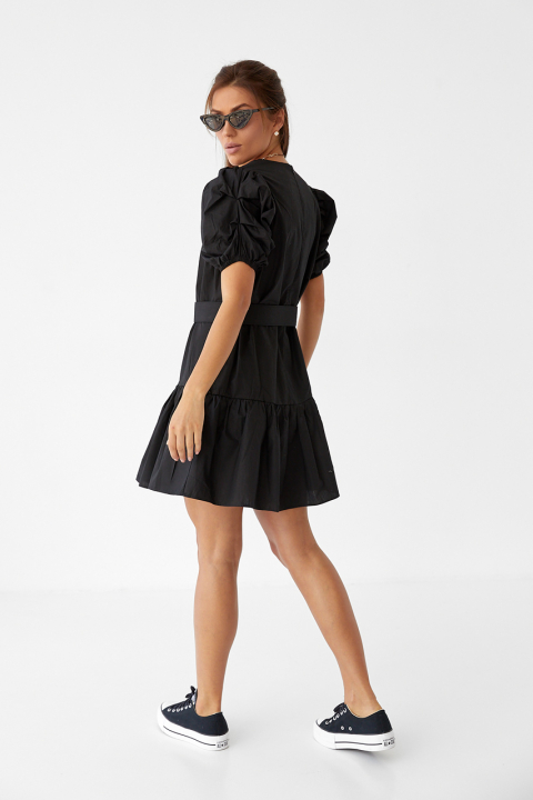 Трендовое женское платье с рукавами-фонариками и поясом - 10246 - купить в Украине | Интернет магазин LUREX