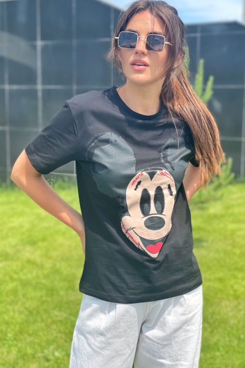 Жіноча футболка з принтом Мікі - 1535-4 - купити в Україні | Інтернет магазин LUREX