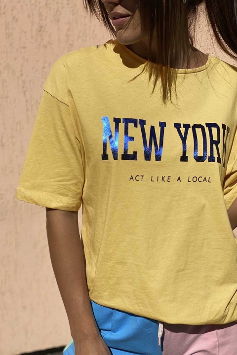 Стильна футболка з написом NEW YORK - 20126 - купити в Україні | Інтернет магазин LUREX