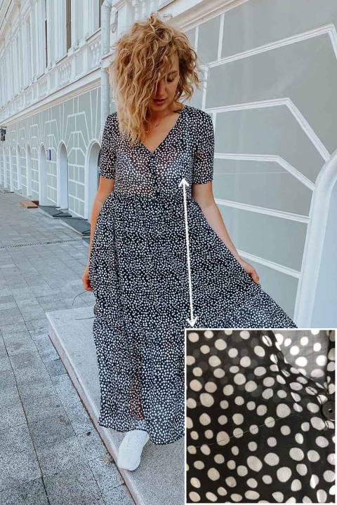 Шифонова сукня в горошок знижена в ціні - j2001-7 - купити в Україні | Інтернет магазин LUREX!